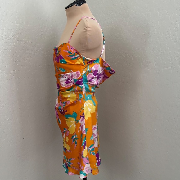ASTR the Label Cerinthe Satin Floral Mini Dress in Orange - Picture 8 of 17